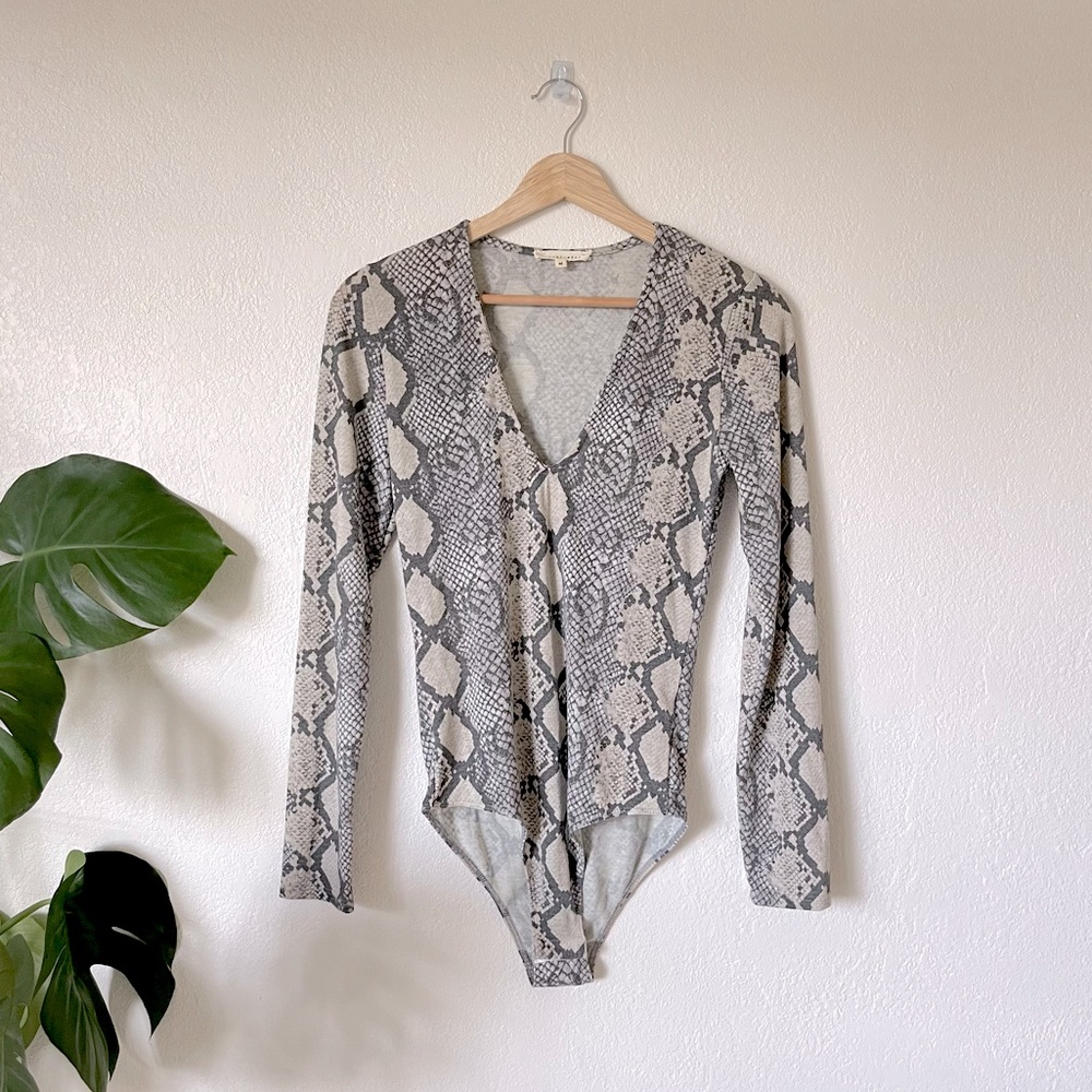 Wasabi + Mint Snake Skin V-Neck Bodysuit